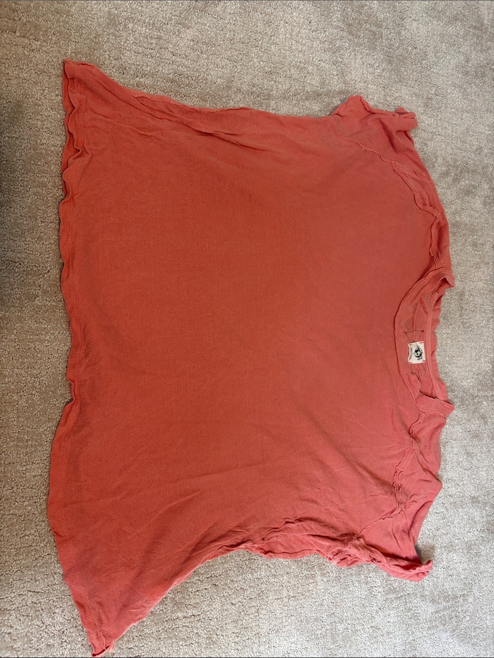 We The Free Women's Short-Sleeve Top - Coral Womens Small Cotton Linen Blend